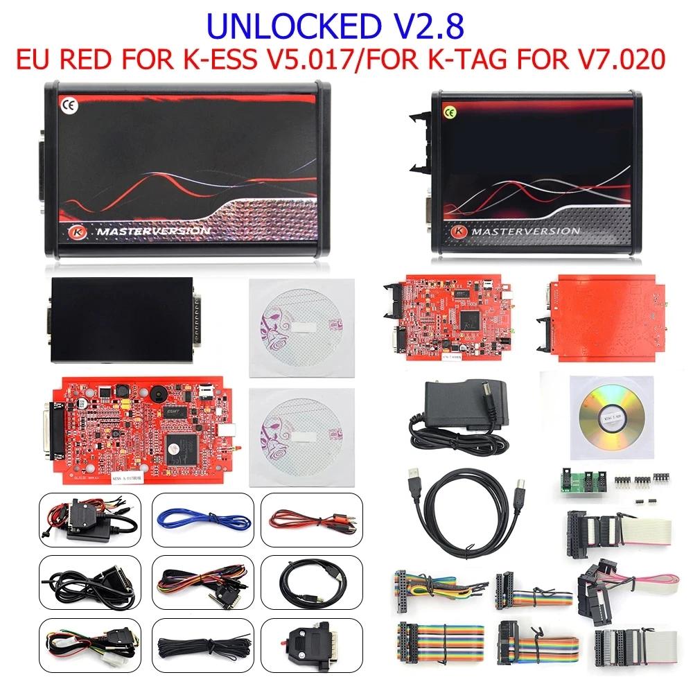 ¶ 2.80 EU Red Kess V5.017 OBD2  Ʃ ŰƮ, KTAG V7.020 4 LED BDM  , K-TAG 2.25 ECU α׷, 22 